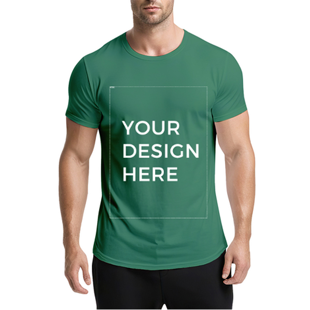 Men´s Heavyweight 180gsm Green T-shirt Personalized Design Your Own - Round Neck Short Sleeve Casual Casual Attire - All-Season Comfort Fit - Ideal for Promotional Events, Team Uniforms & Personalized Gifts