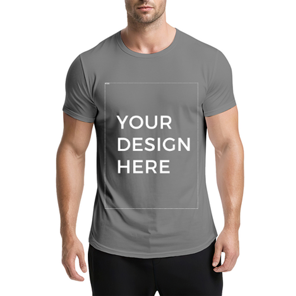 Men´s Heavyweight 180gsm Grey T-shirt Personalized Design Your Own - Round Neck Short Sleeve Casual Casual Attire - All-Season Comfort Fit - Ideal for Promotional Events, Team Uniforms & Personalized Gifts