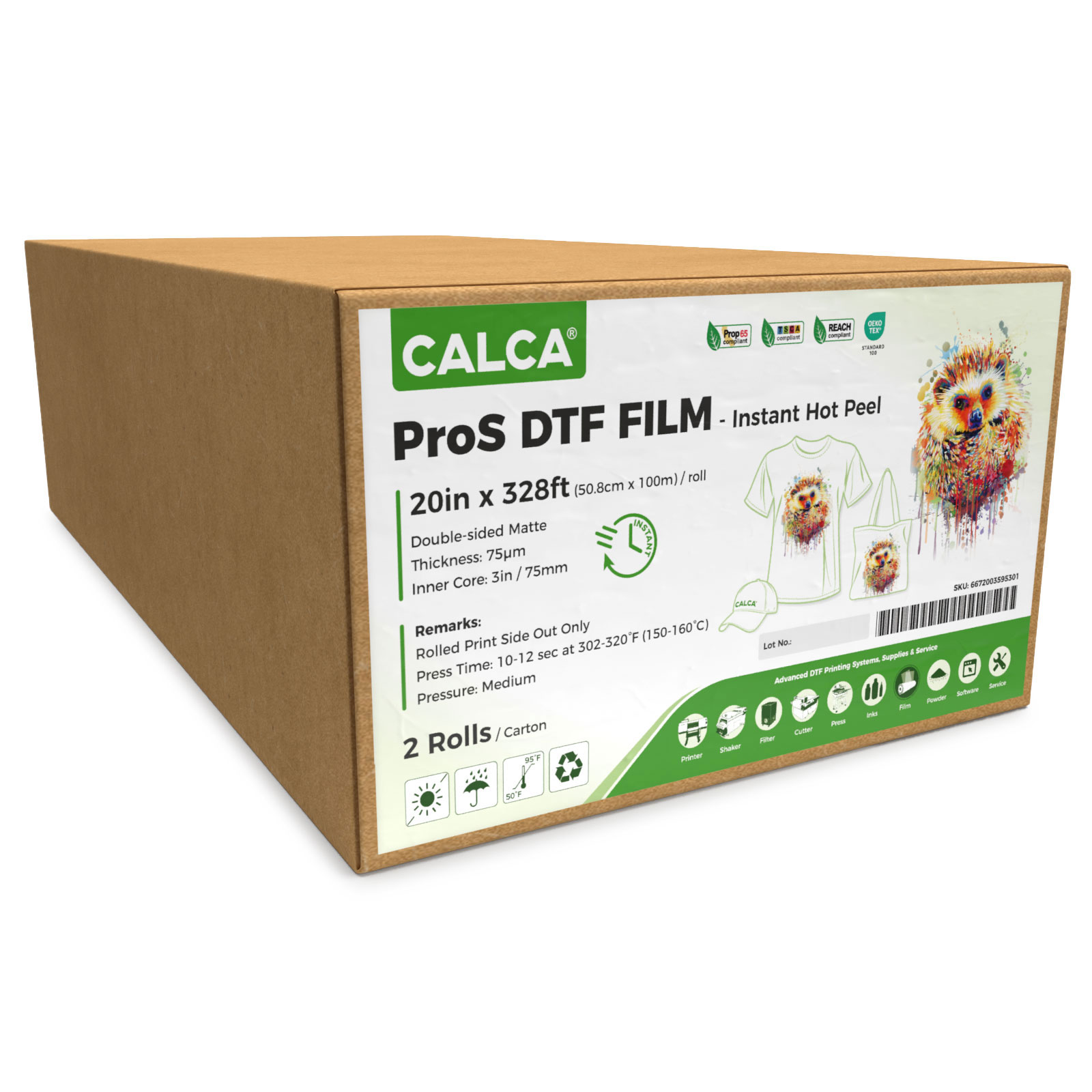 US Stock,2 Rolls/Pack CALCA ProS Instant Hot Peel 20in x 328ft/51cm x 100m DTF Transfer Film ,Double sided US Stock,2 Rolls/Pack CALCA ProS Instant Hot Peel 20in x 328ft/51cm x 100m DTF Transfer Film ,Double sided