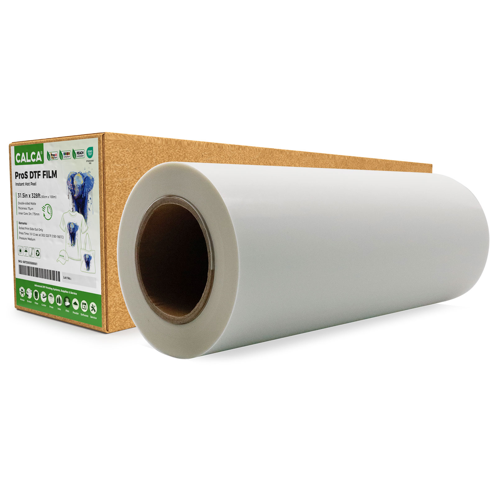 CALCA ProS Instant Hot Peel 31.5in x 328ft/80cm x 100m DTF Transfer Film Premium Roll CALCA ProS Instant Hot Peel 31.5in x 328ft/80cm x 100m DTF Transfer Film Premium Roll