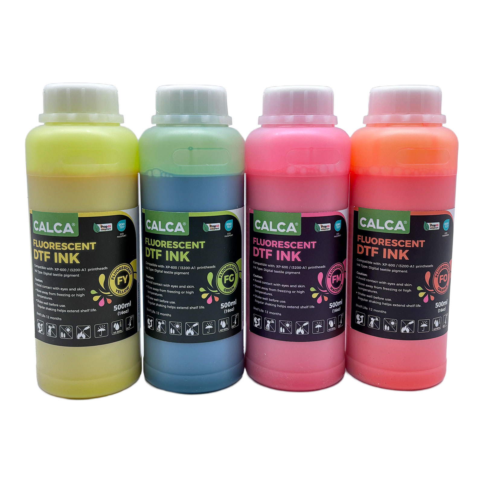 CALCA Fluorescent GOPY Direct to Transfer Film Ink for Epson Printheads. 16 oz, Bottle of 500ml, Water-based DTF Inks