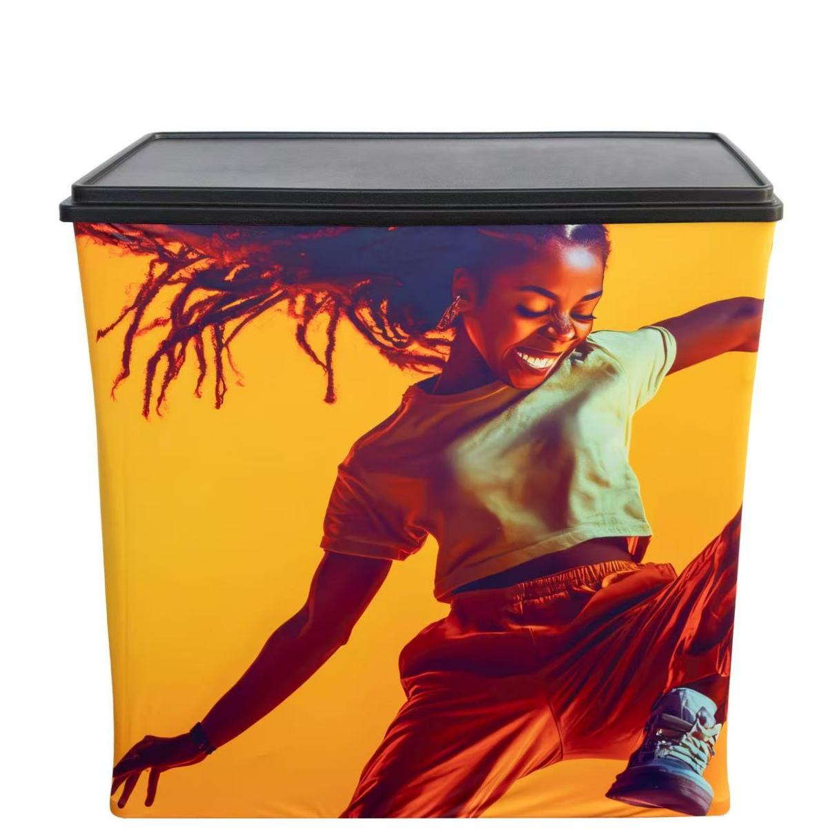 QOMOLANGMA Easy Fabric Podium Case Counter Foldable Rectangle Counter with Fascia