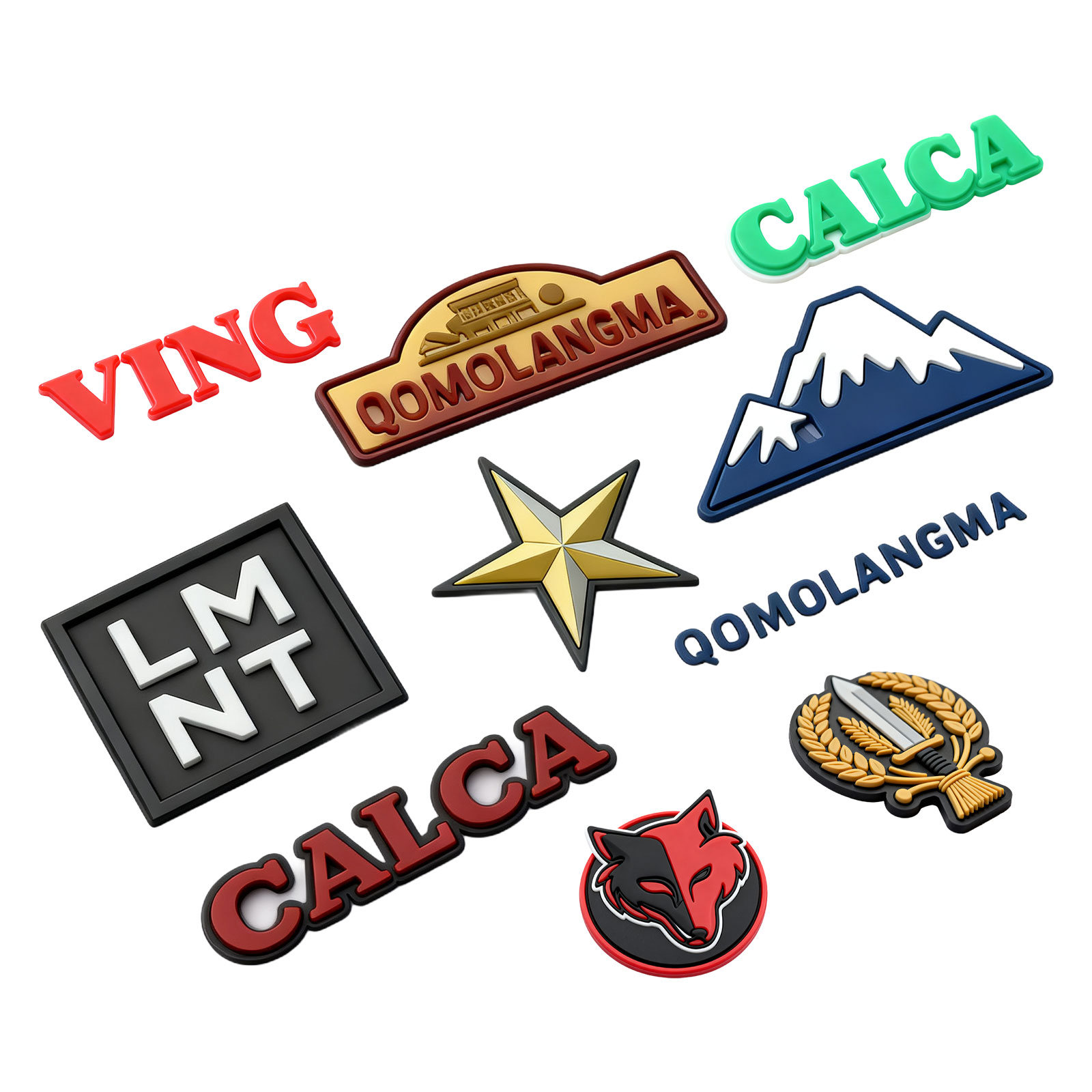 Custom 3D Silicone Rubber Patches & Badges for Apparel Branding / Durable Clothing Labels