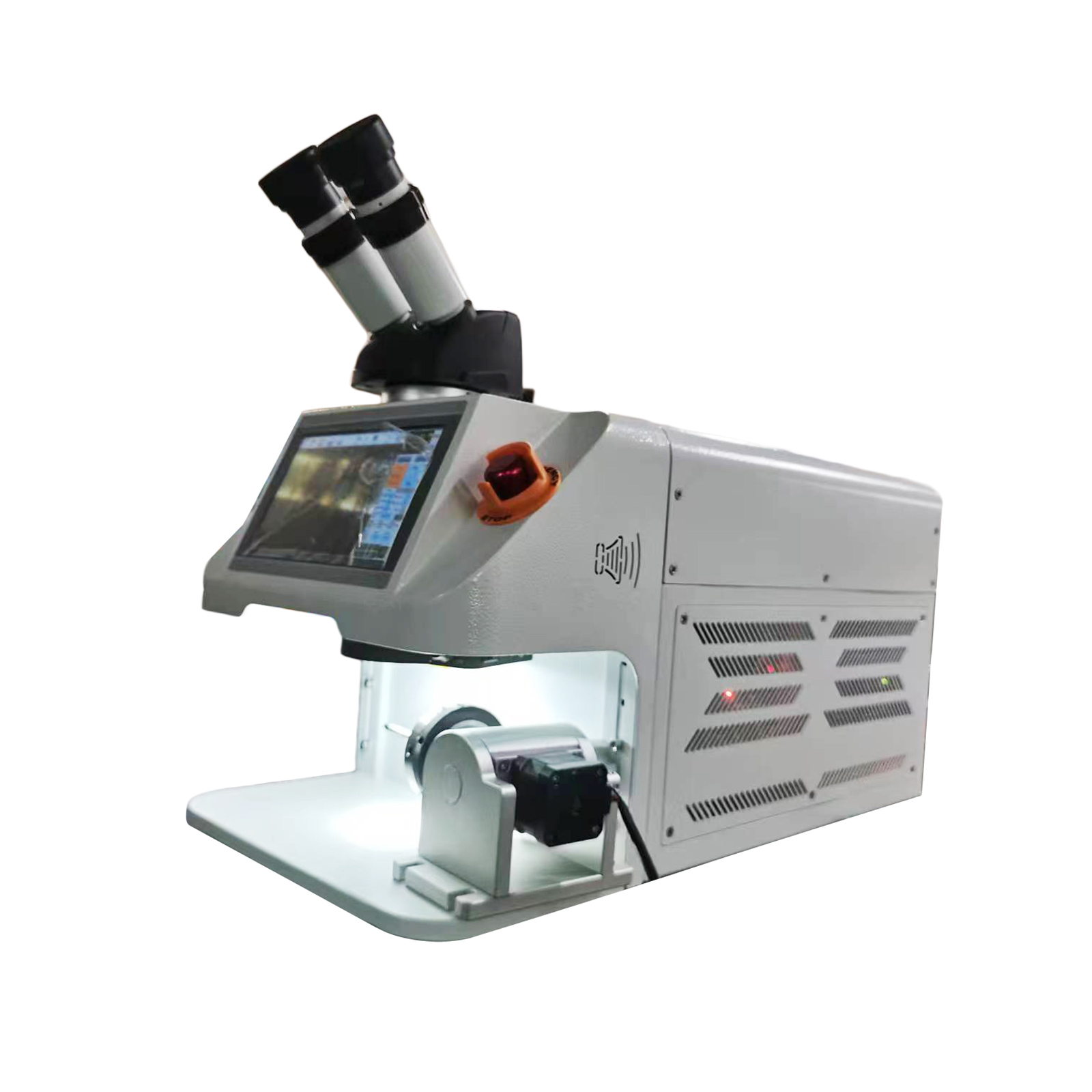 Portable 100W Jewelry Laser Welding Machine Laser Welders Jewelries with Integrated Rotary Axis Diameter 65mm and Intelligent Voice Function 80J