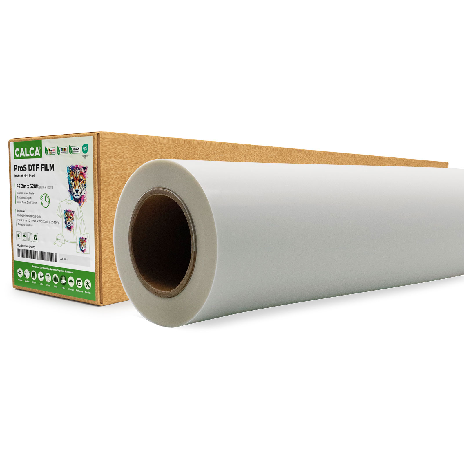 CALCA ProS Instant Hot Peel 47.2in x 328ft/120cm x 100m DTF Transfer Film, Double sided