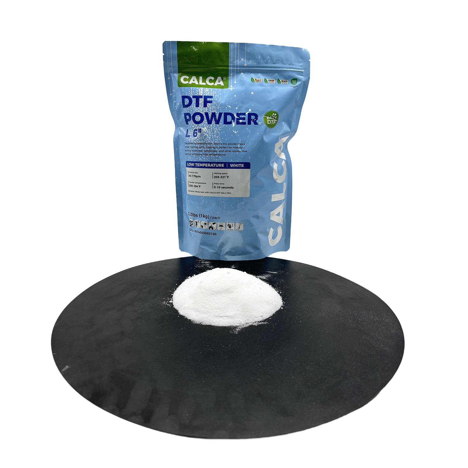Spain Stock, CALCA L6 TPU DTF Transfer Powder(2.2lbs Pack, 1kg, Fine,Low Temperature, White)