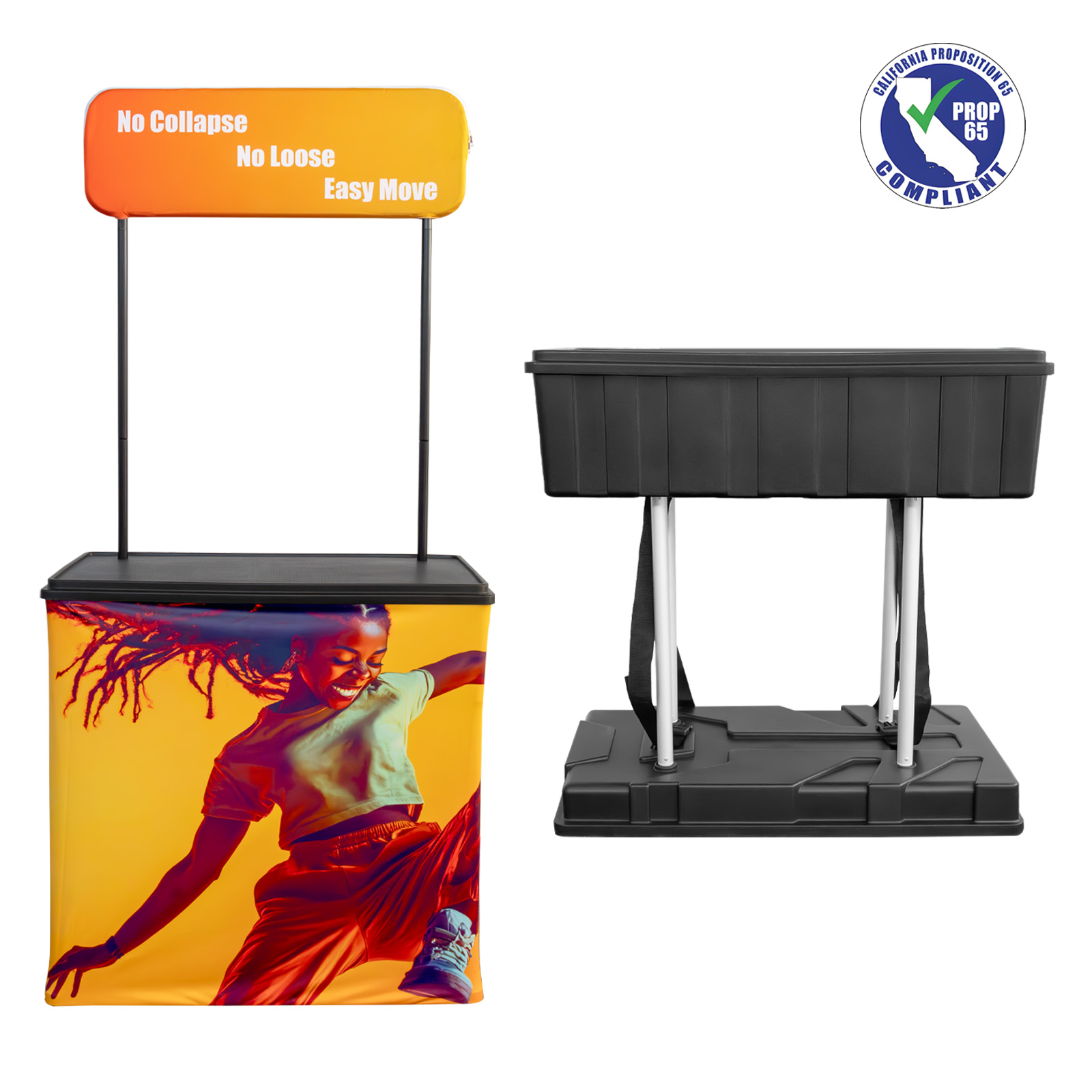 QOMOLANGMA Easy Fabric Podium Case Counter Foldable Rectangle Counter with Fascia