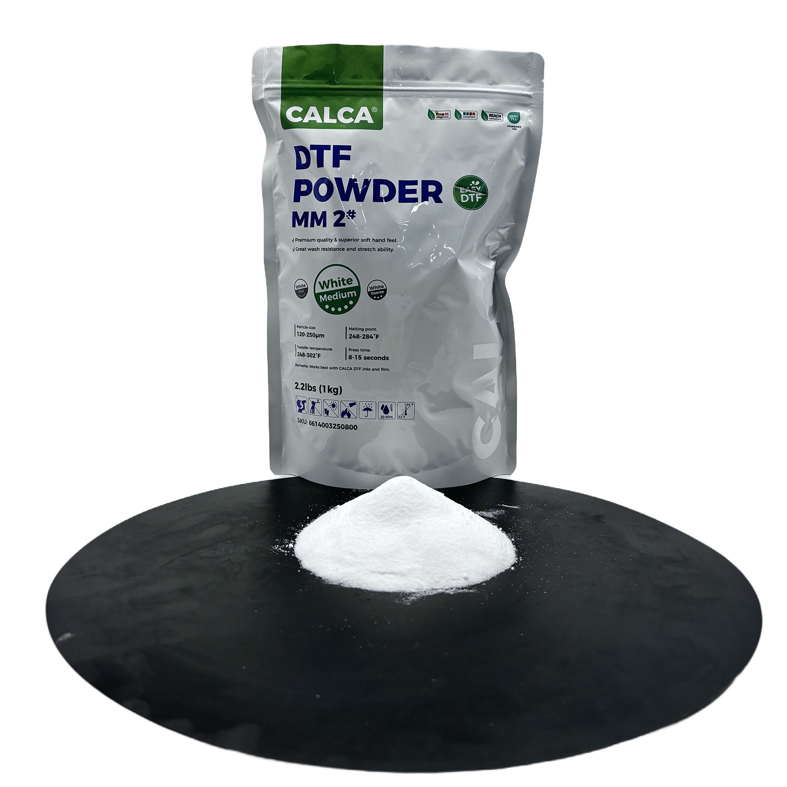CALCA MM2 Direct to Film TPU DTF Powder, Digital Transfer Hot Melt Adhesive Powder (44lbs , 20kg, Medium, White)