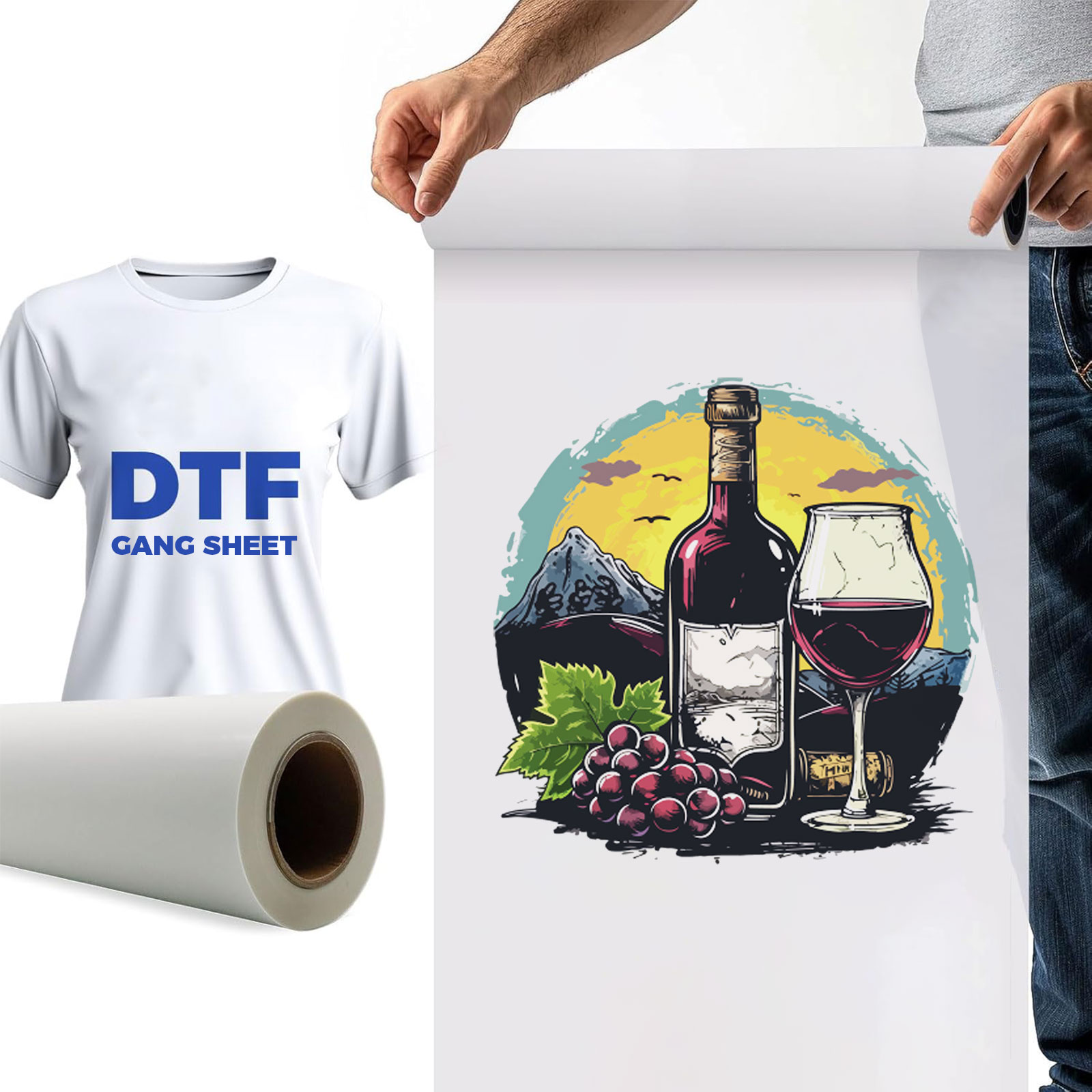 12" x 12" DTF Gang Sheets Iron-On Transfer Designs DTF Transfer Film for Heat Press Transfer Iron on