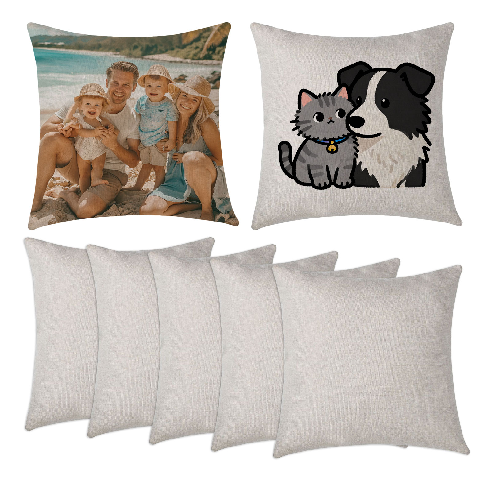 CALCA 50 Pack POD Sublimation Linen Pillow Blanks 17.7x17.7in, 3D Cushion Covers with Invisible Zipper, Compatible with Sublimation/HTV/DTF Printing