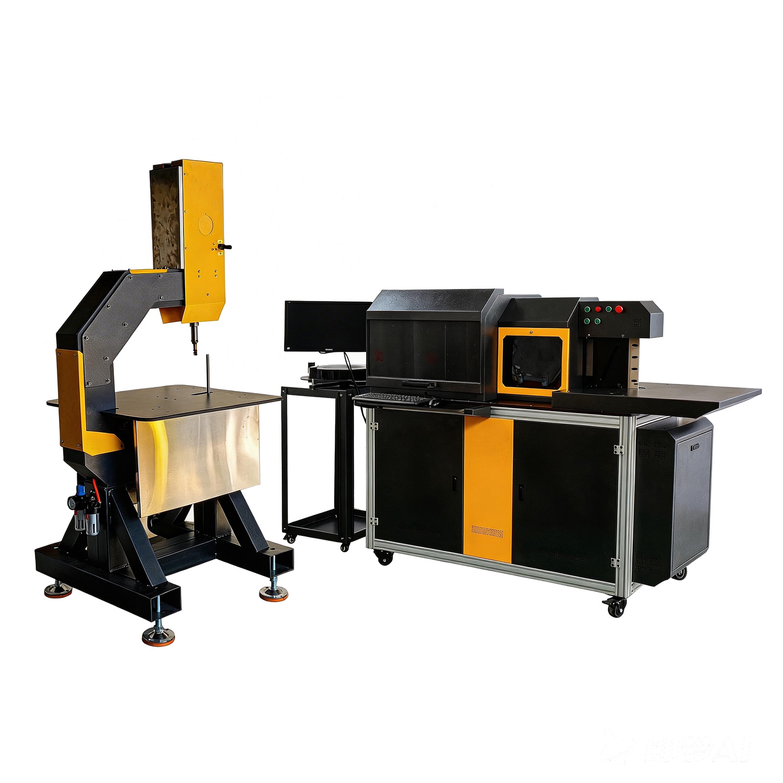 Multifunction Automatic CNC Metal Channel Letter Notching Flanging Bending Machine + Automatic Pneumatic Riveting Machine