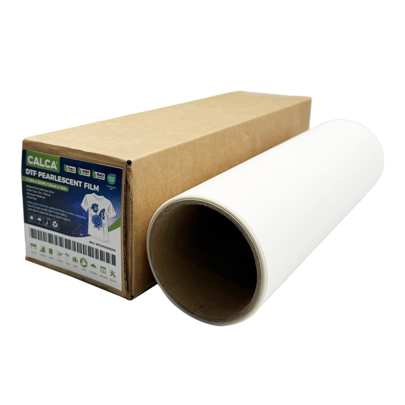 US Stock, CALCA 11.8in x 32.8ft/30cm x 10m DTF Pearlescent Colorful Film Roll, Cold Peel