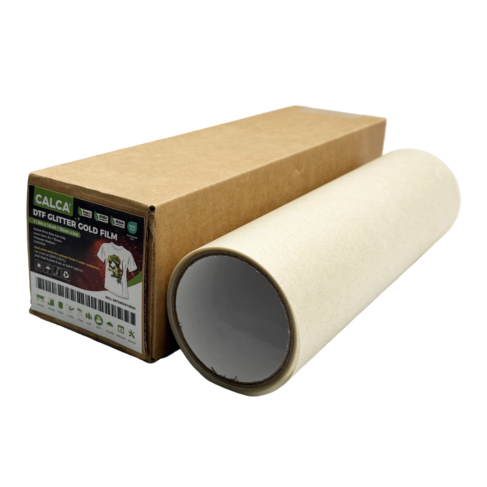 US Stock, 11.8in x 16.4ft/30cm x 5m DTF Glitter Gold Film Roll,Cold Peel