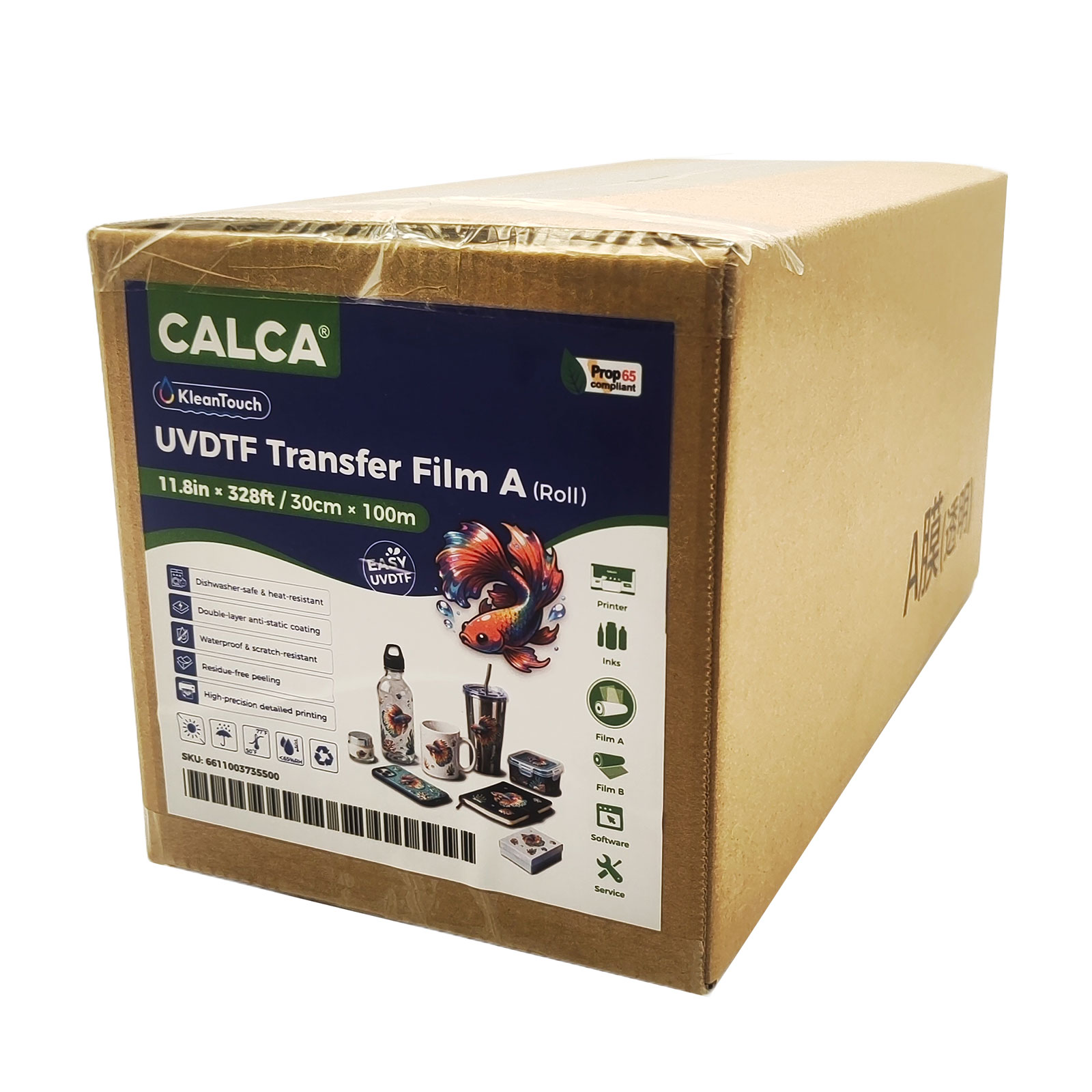 CALCA 11.8in x 328ft UV DTF Dishwasher High Temperature Film A Roll Crystal Label Sticker Printing Film