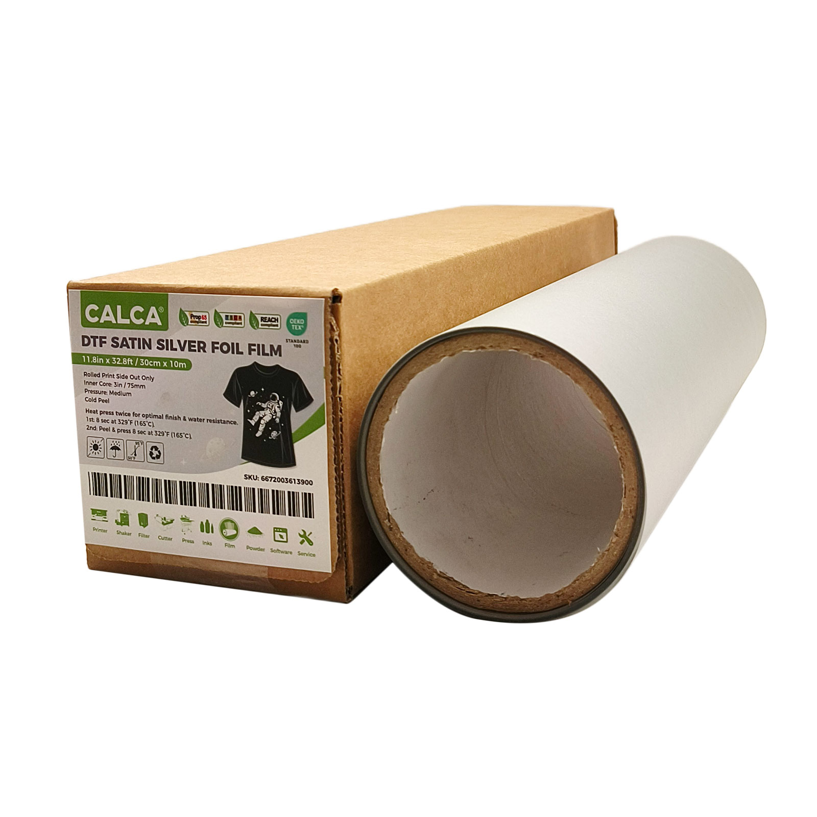 US Stock 11.8in x 32.8ft/30cm x 10m DTF Satin Silver Foil Film Roll,Cold Peel