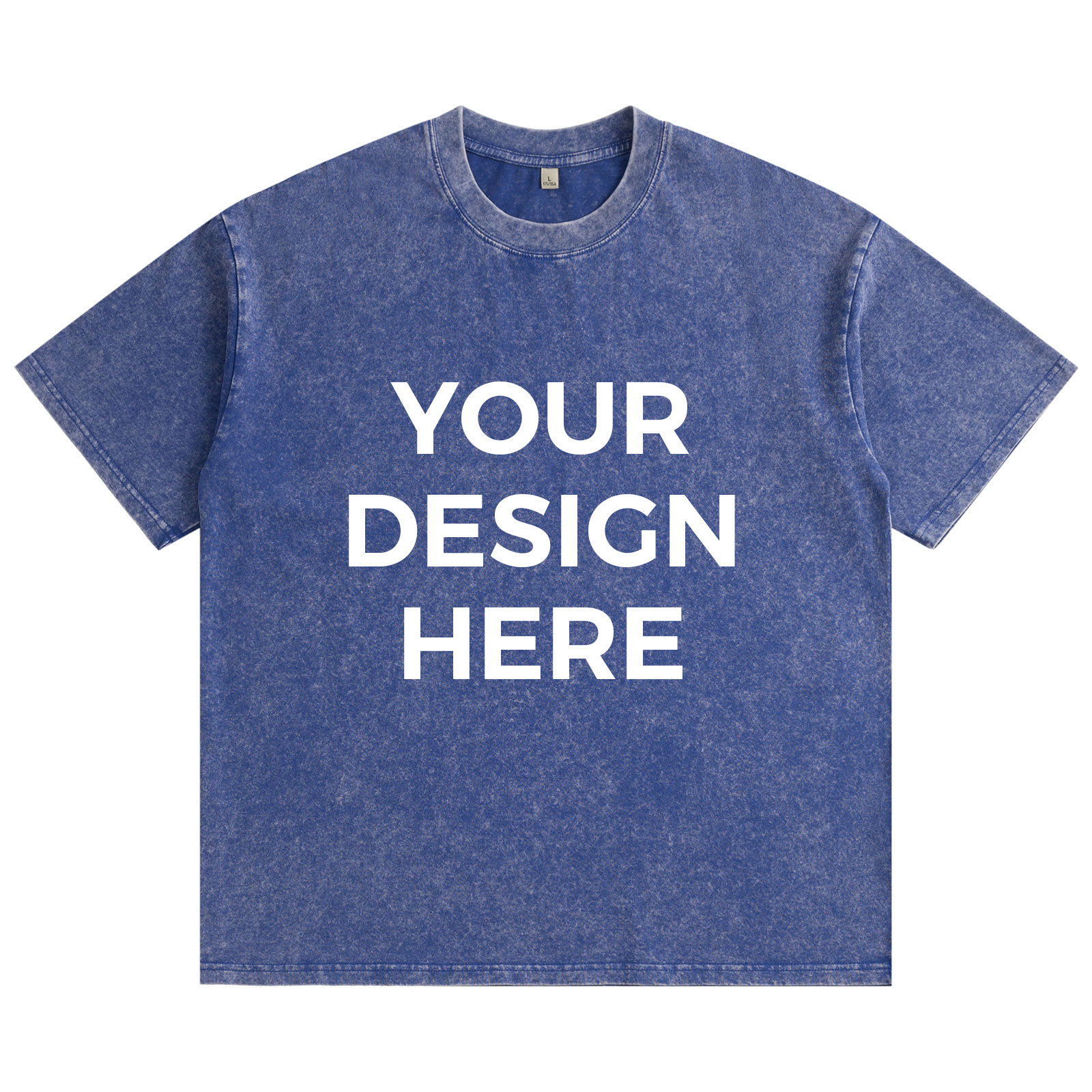 Custom Washed Distressed T-Shirts – 6.8 oz Blue, Premium DTG Print, Wholesale Available