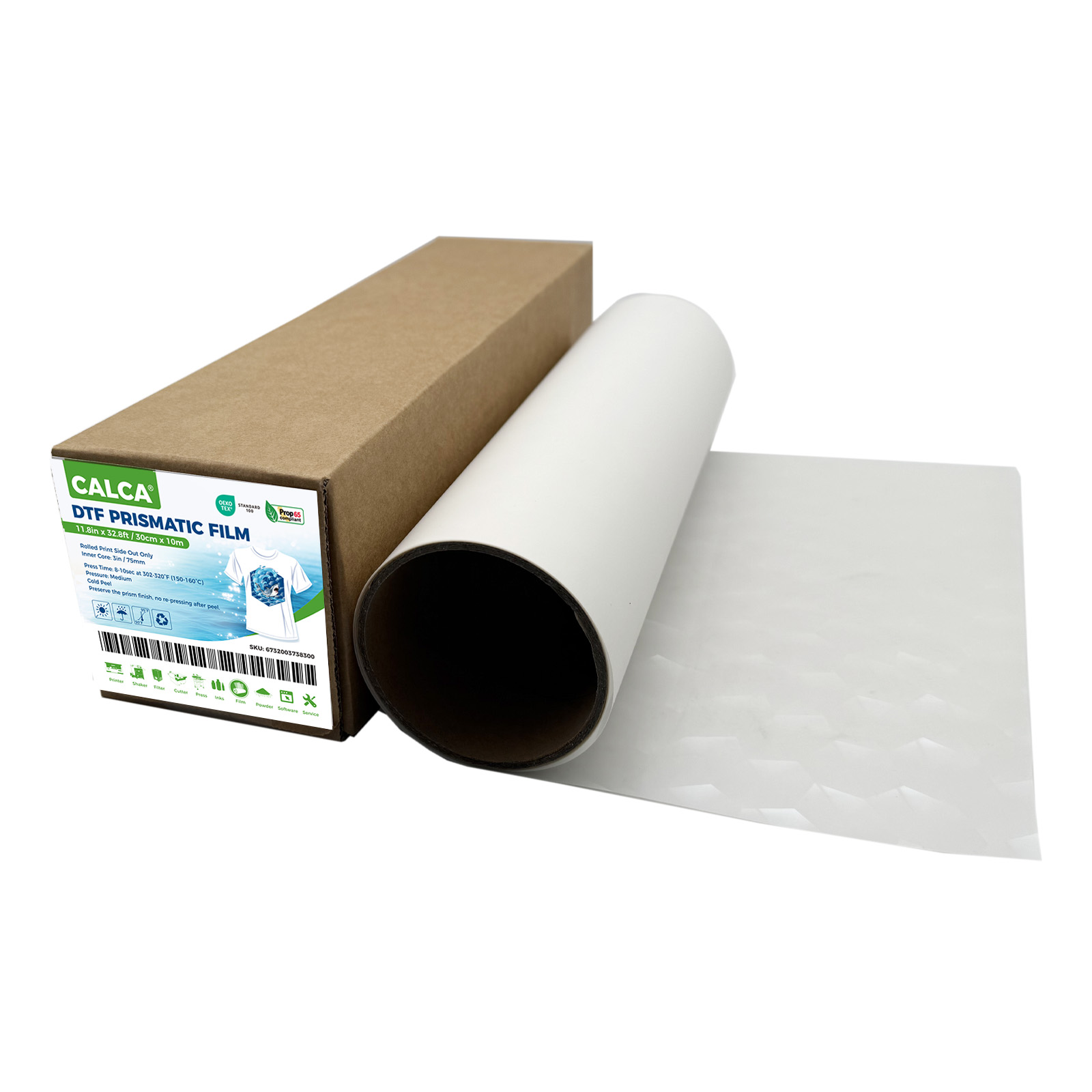 US Stock CALCA 11.8in x 32.8ft/30cm x 10m DTF Prismatic Film Roll,Cold Peel