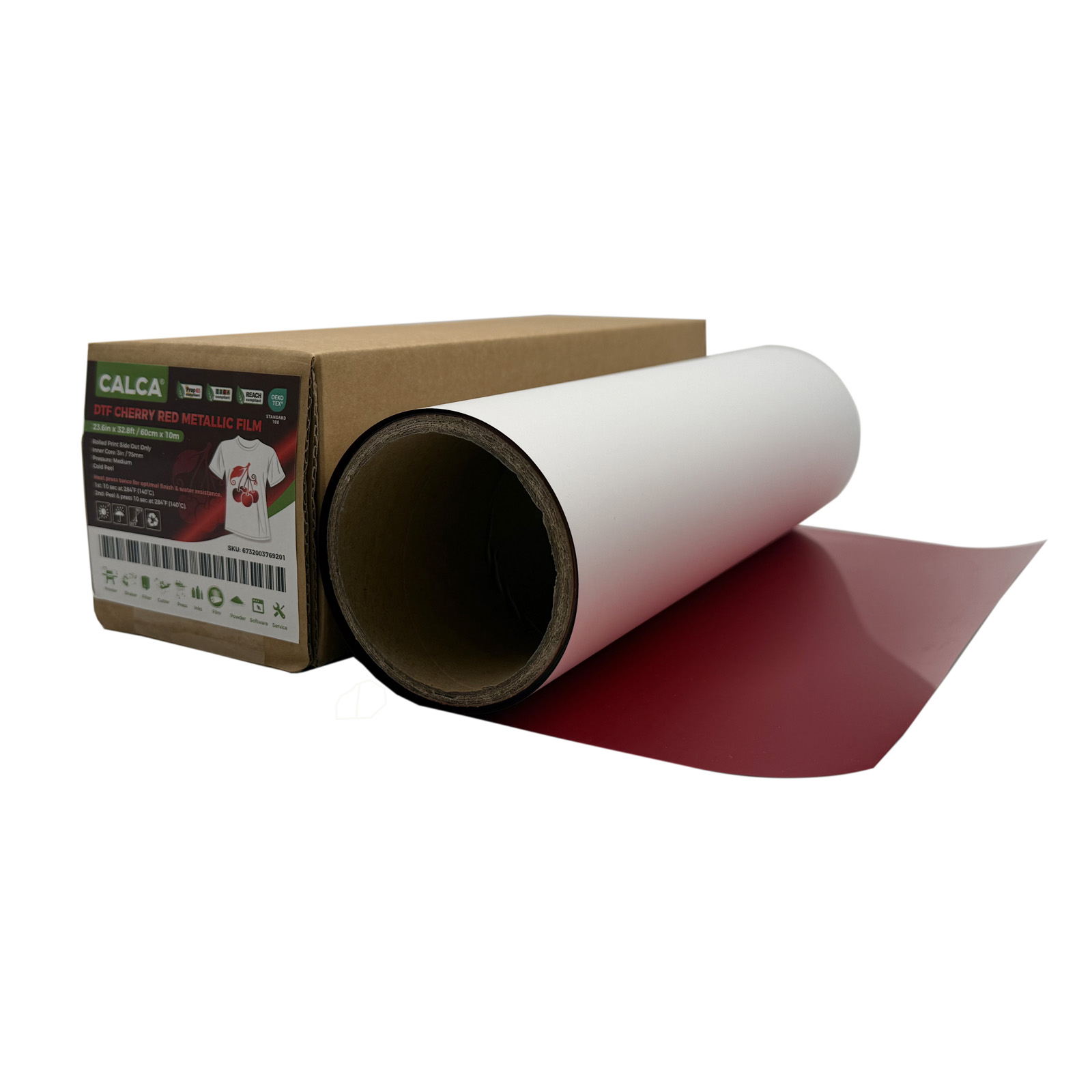 US Stock CALCA 23.6in /60cm DTF Cherry Red Metallic Film Roll,Cold Peel