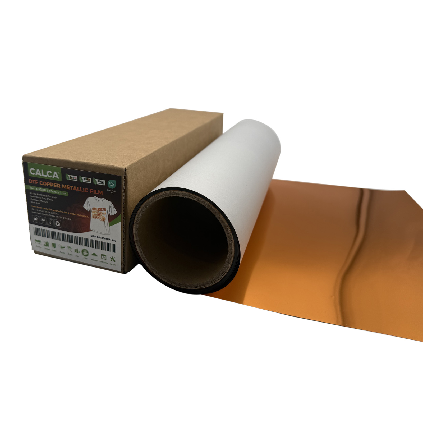 Spain Stock, CALCA 13in/33cm DTF Copper Metallic Film Roll,Cold Peel
