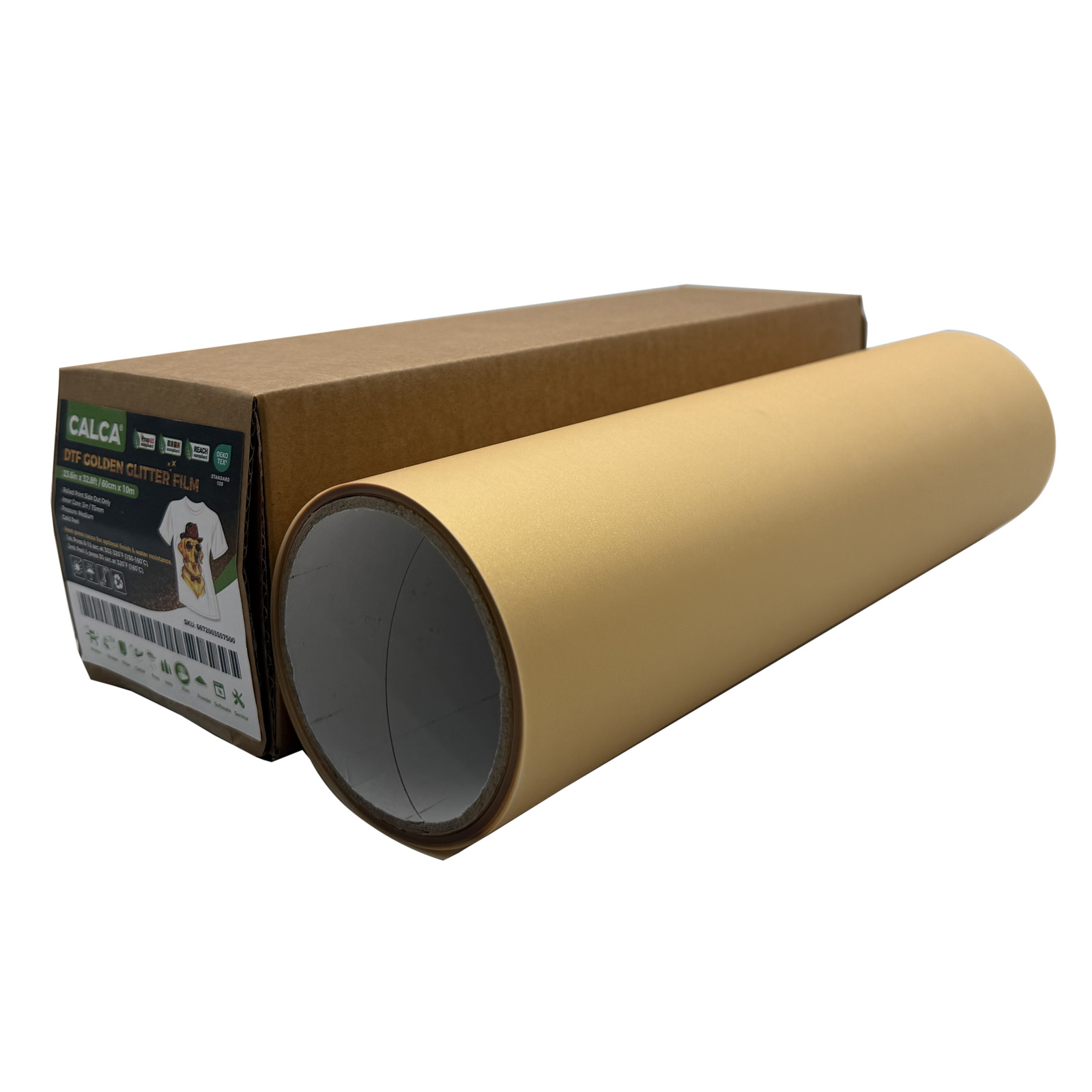 Spain Stock, CALCA 23.6in x 32.8ft/60cm x 10m DTF Golden Glitter Film, Cold Peel