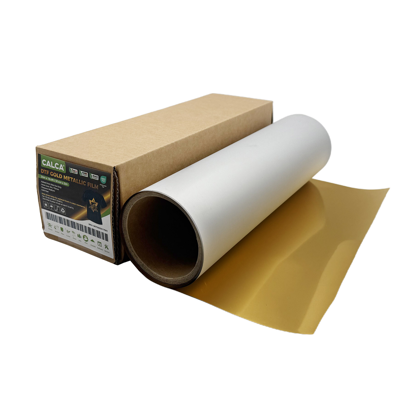 Spain Stock, CALCA 24in x 16.4ft DTF Gold/Silver Metallic Film Roll,Cold Peel
