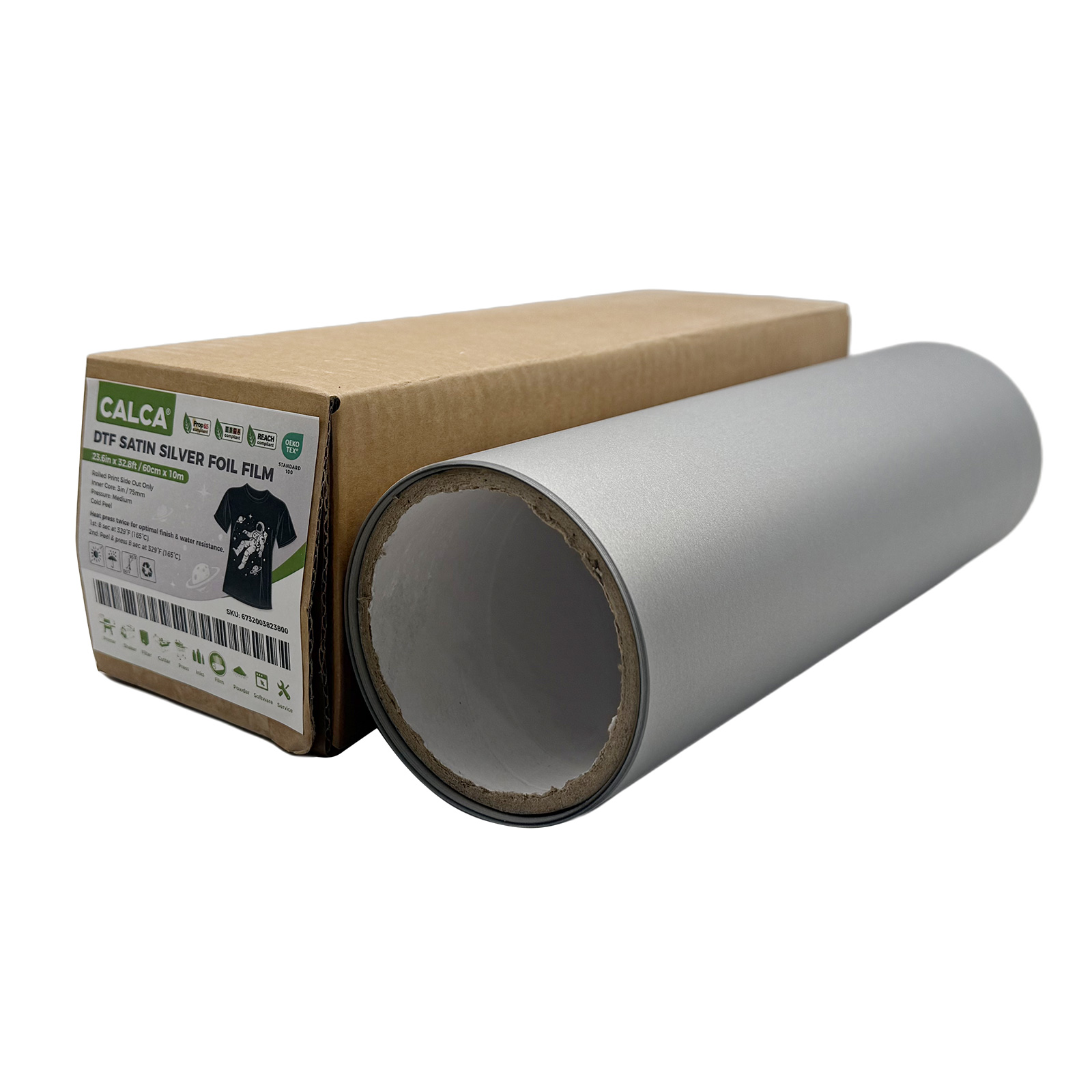 US Stock 11.8in x 32.8ft/30cm x 10m DTF Satin Silver Foil Film Roll,Cold Peel