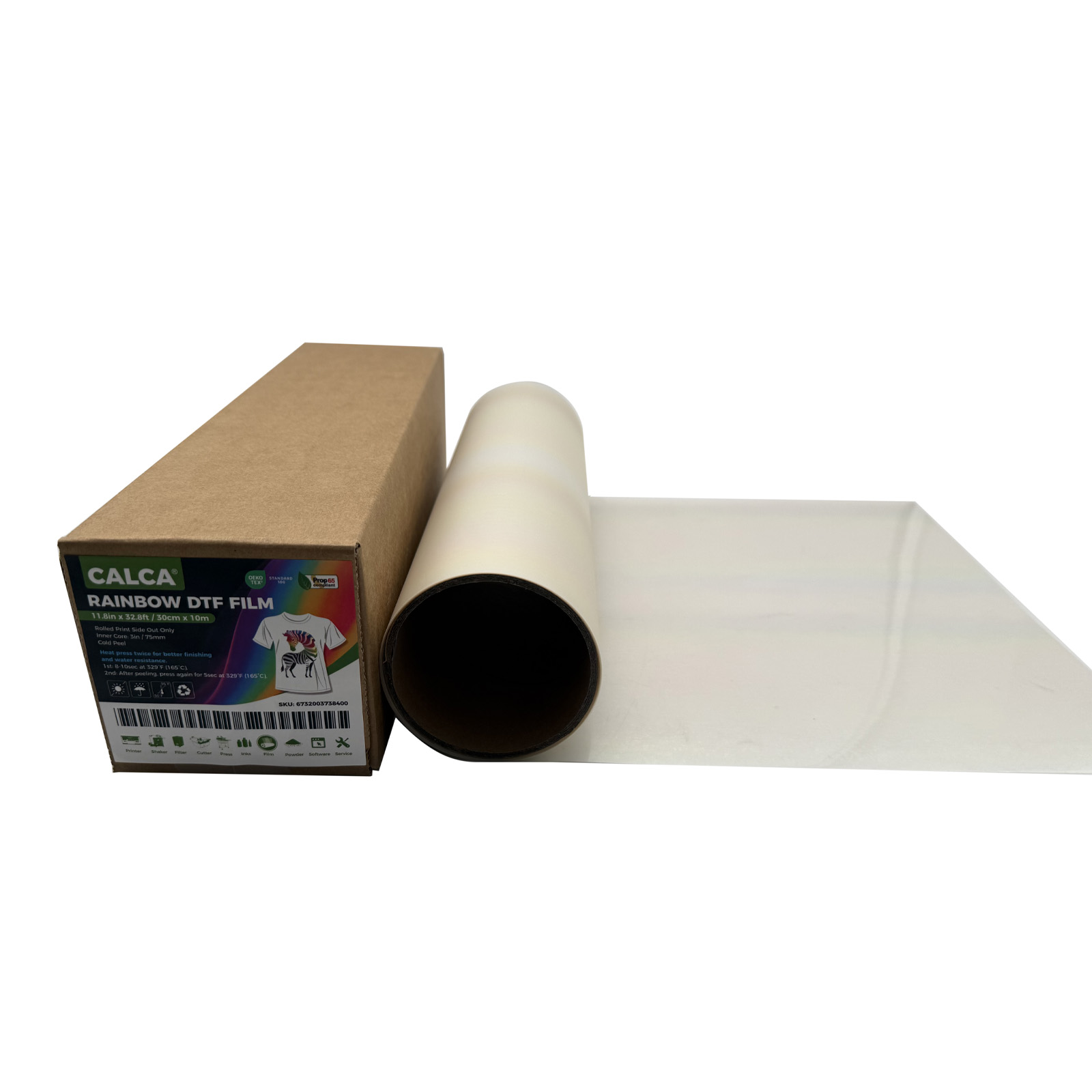US Stock CALCA 11.8in x 32.8ft/30cm x 10m DTF Rainbow Film Roll,Cold Peel