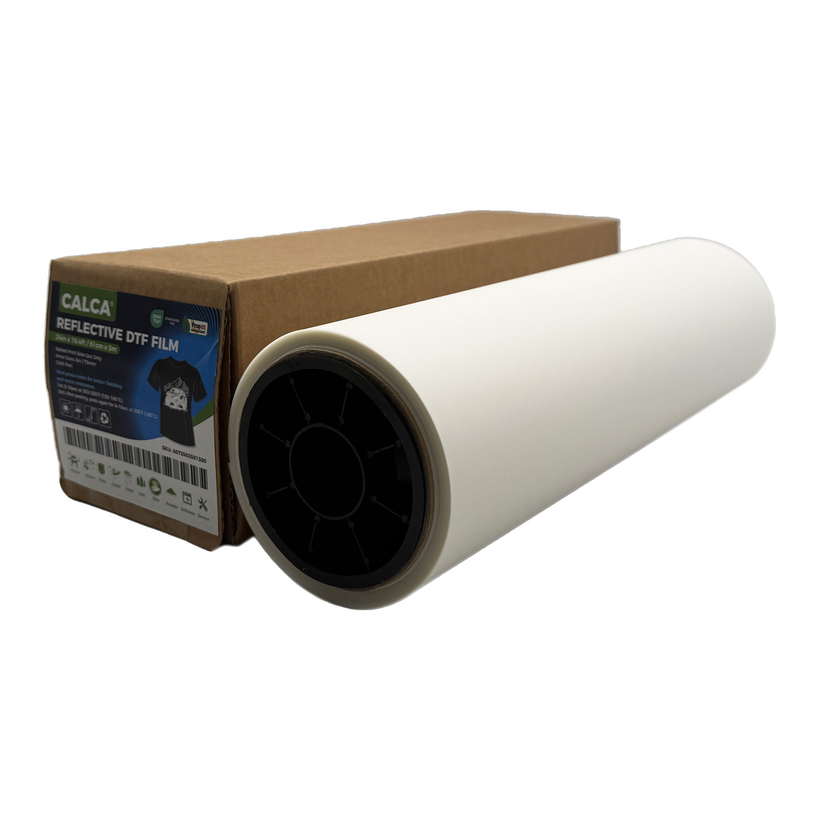 CALCA 24in x 16.4ft/61cm x 5m Reflective DTF Film Roll,Cold Peel