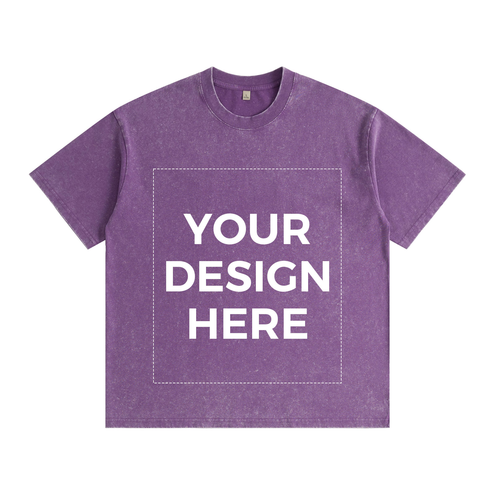 Custom Washed Distressed T-Shirts – 6.8 oz Purple, Premium DTG Print, Wholesale Available