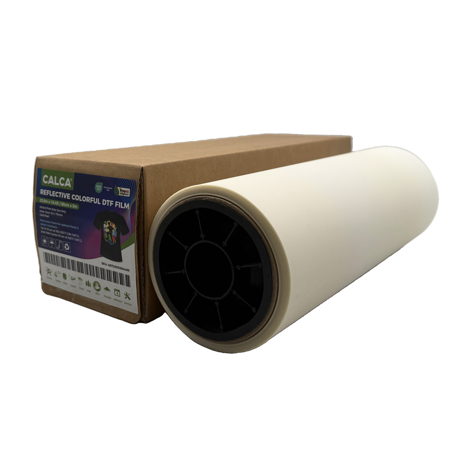 US Stock, CALCA 23.6in x 16.4ft/60cm x 5m Reflective Colorful DTF Film Roll,Cold Peel