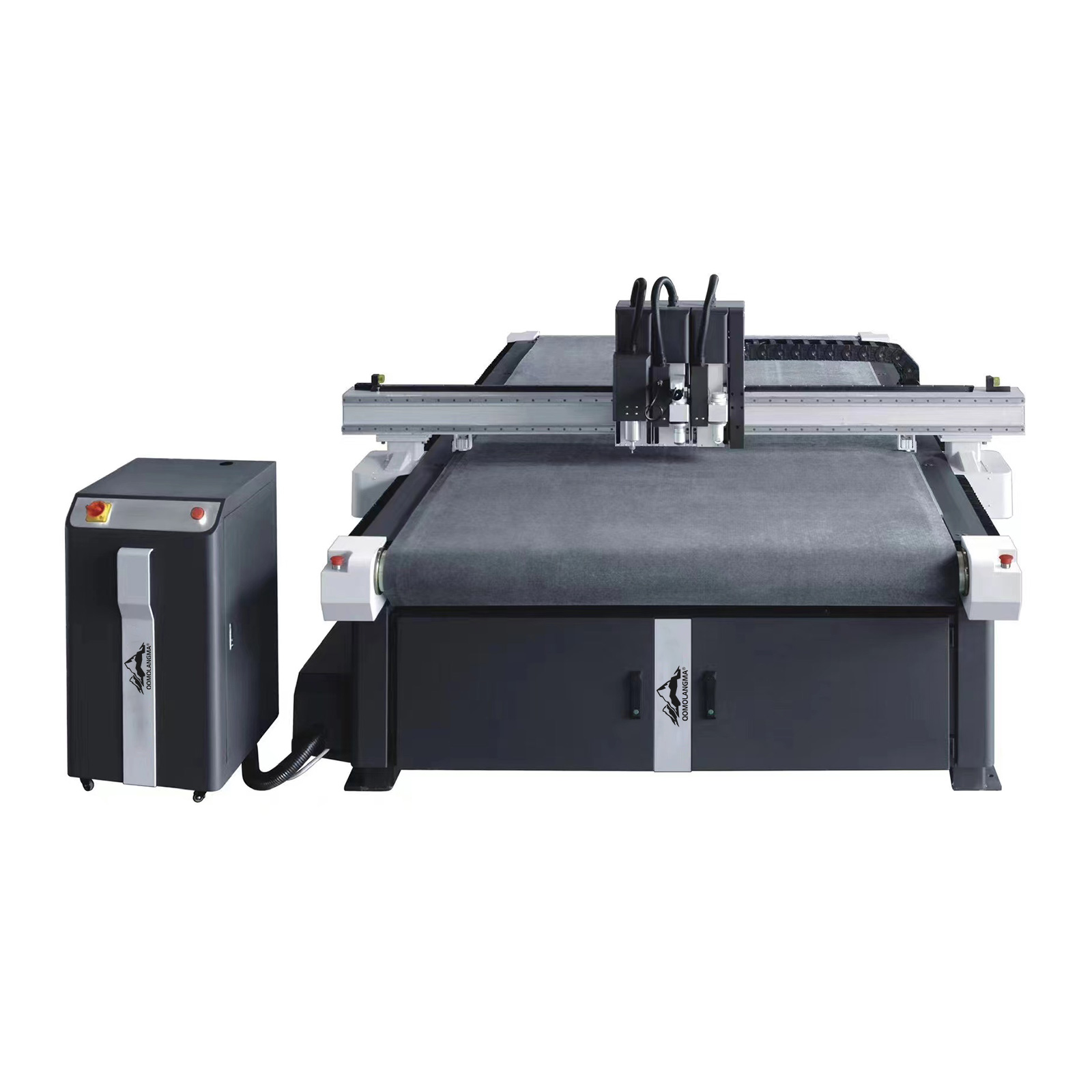 63" x 98" Multifunction CNC Router Oscillation Knife Cutting Machine with Conveyor Feeding Belt & CCD & Round Knife