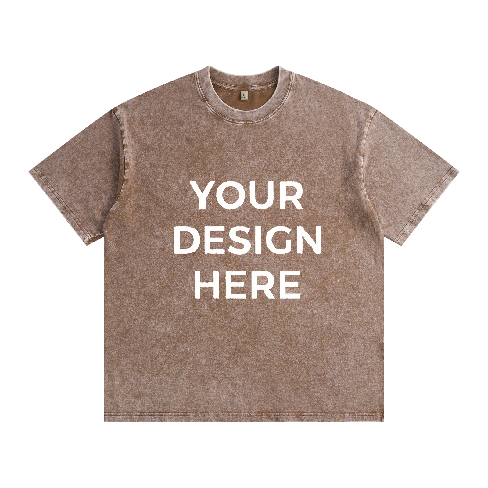 CALCA 6.8 oz Heavyweight Washed Distressed T-Shirt – Brown Unisex Blank Tee