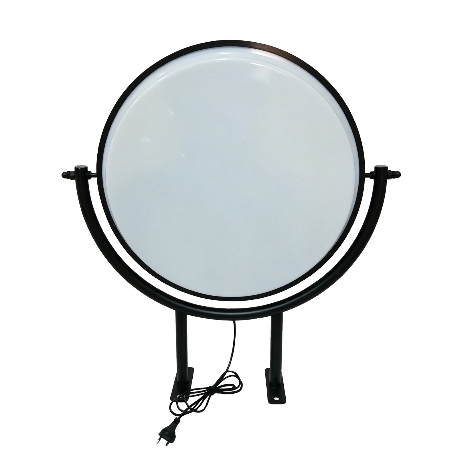 15.7" (40cm) Round LED Light Box – Rotatable Aluminum Frame,two mounting legs Blank Backlit Sign for Custom Signage & Storefront Display