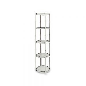 81.1in Portable Round Twist Display Counter with Shelves, Top Light with 16pcs Clear Magnetic Panels
