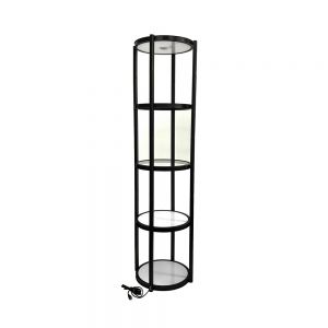 81in Portable Round Twist Display Counter with Shelves, Top Light and Clear Magnetic Panels