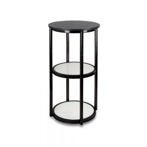 41.7" Round Portable Aluminum Spiral Counter Display Case with Shelves and Clear Panels