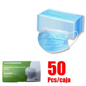 50pcs 3 Capas Cubrebocas Desechable Anti Polvo,Precio SIN IVA