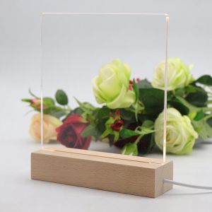 6pcs/pack Rectangle Wooden Led Lamp Base Warm white USB Cable Switch Modern Night Lamp Acrylic 3D Led Night Lamp Assembled Base+Acrylic