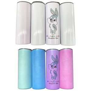 Summer White Blank Sublimation 20oz straight Skinny Tumbler Sunshine Sensitive Vacuum UV Color Shift Change Color in the Sun(Local Pick-Up)