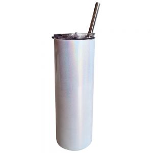 25 Pack 20 OZ Sublimation Glitter Tumbler Rainbow White Blanks Straight Tumbler Cups with Straw and Lid, Stainless Steel Coffee Tumbler Cups(Local Pick-Up)