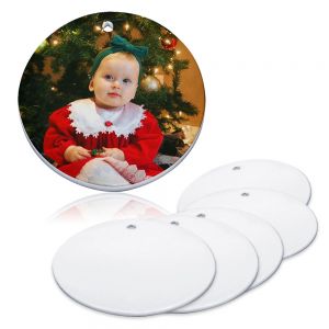 100 Pack 2.8in Round Two Sided Ceramic Sublimation Blanks Holiday Ornament, Christmas Tree Hanging Ornaments