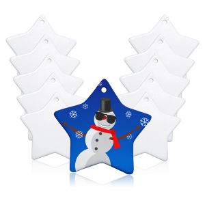 100 Pack 3in Star Two Sided Ceramic Sublimation Blanks Holiday Ornament, Christmas Tree Hanging Ornaments