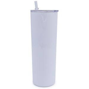 CALCA 10pcs White 20oz Blank Skinny Tumblers Stainless Steel Insulated Double Wall Vacuum Travel Cup with Slider Lid