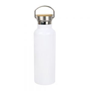 CALCA 25 Pack 17oz Sublimation White Stainless Steel Sport Bottle Blanks, Portable Vacuum Insulated Water Bottle with Bamboo-Lid, Powder Coated