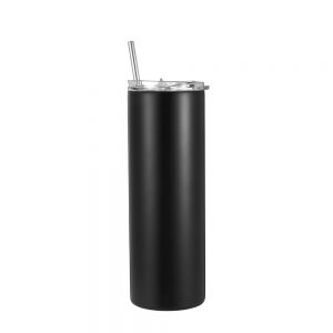 CALCA 100 Pack 20 OZ Black Straight Tumbler Blanks, Double 304 Stainless Steel With Straw and Flip Lid, Personalized Tumbler Blanks For DIY Holiday Gift