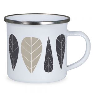 12oz Sublimation White Enamel Mug with Silver Rim