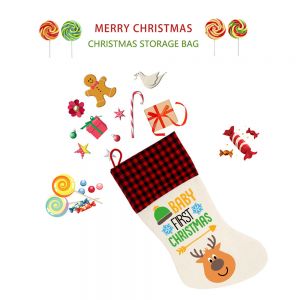 CALCA 10PC 15" x 7.09" Sublimation Blank Cotton Linen Christmas Decoration Christmas Tree Hanging Socks Personalized Christmas Gift Socks