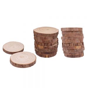 CALCA Natural Wood Slices 20 Pcs 3.5-4 Inches Unfinished Wood Craft Kit for DIY Crafts Arts Painting Christmas Ornaments 