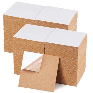 100 Pack Self Adhesive Cork Coasters Squares 4"x 4" Cork Tiles, Cork Mat, Mini Wall Cork Board for DIY Crafts