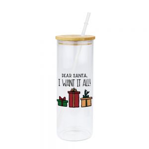 CALCA 25pcs 25oz Sublimation Blanks Clear Glass Tumbler Skinny Straight Travel Bottle with Bamboo Lid and Plastic Straw Jar Tumbler Cups Mugs